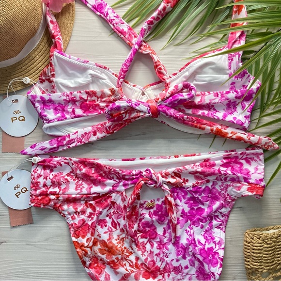 PilyQ 🌸 PQ Swim 🌸 Halter Floral Underwire Bikini Top | High Rise Cheeky Bottom - Picture 8 of 10